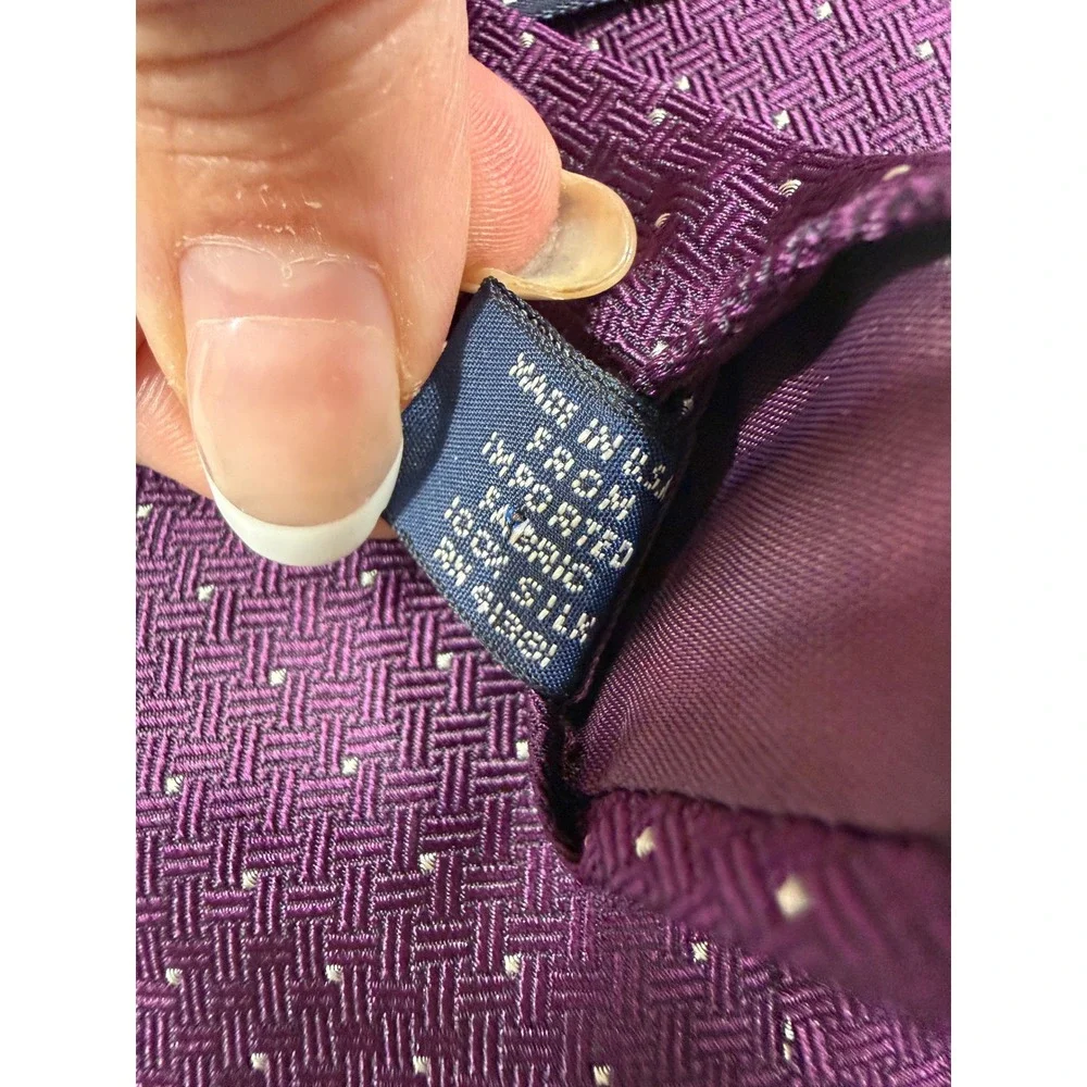 Polo Ralph Lauren Necktie Men OS Purple Geometric Silk Hand Made USA